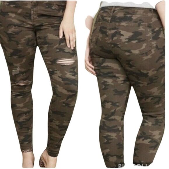 Lane bryant Skinny‎ Camo Print Distressed Mid Rise Super Stretch Jeans - Picture 2 of 8